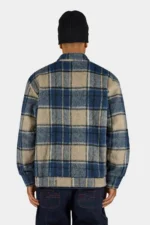 Teros Furry Flannel Overshirt Checked Stone Indigo Navy