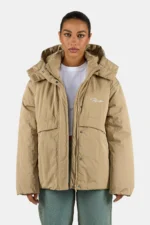 Valera Crushed Oversized Puffer Jacket Sand