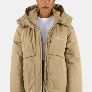 Valera Crushed Oversized Puffer Jacket Sand