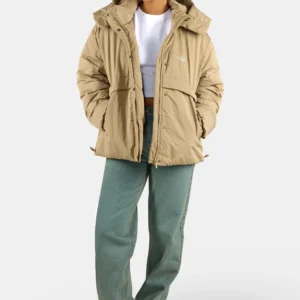 Valera Crushed Oversized Puffer Jacket Sand