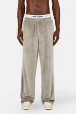 Vesoul Wide Rib Velour Track Pants Flint Grey