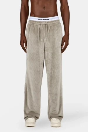Vesoul Wide Rib Velour Track Pants Flint Grey
