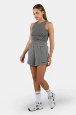 Wiluna High Waisted Sweat Shorts Vintage Grey Black