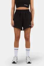 Wiluna High Waisted Sweat Shorts Washed Black White