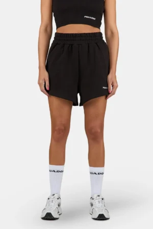 Wiluna High Waisted Sweat Shorts Washed Black White