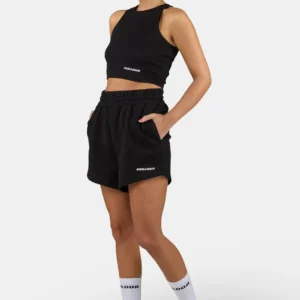 Wiluna High Waisted Sweat Shorts Washed Black White