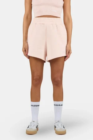 Wiluna High Waisted Sweat Shorts Washed Dusty Rose White