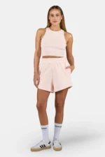 Wiluna High Waisted Sweat Shorts Washed Dusty Rose White