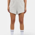 Wiluna High Waisted Sweat Shorts Washed Pure Grey White