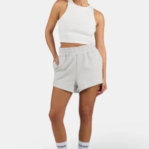 Wiluna High Waisted Sweat Shorts Washed Pure Grey White