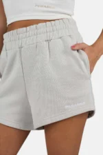 Wiluna High Waisted Sweat Shorts Washed Pure Grey White
