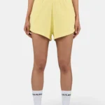Wiluna High Waisted Sweat Shorts Washed Soft Yellow White