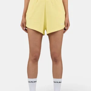Wiluna High Waisted Sweat Shorts Washed Soft Yellow White
