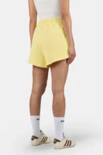 Wiluna High Waisted Sweat Shorts Washed Soft Yellow White
