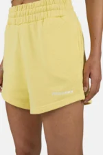 Wiluna High Waisted Sweat Shorts Washed Soft Yellow White