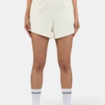 Wiluna High Waisted Sweat Shorts Washed Unbleached White