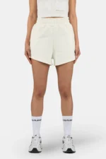 Wiluna High Waisted Sweat Shorts Washed Unbleached White