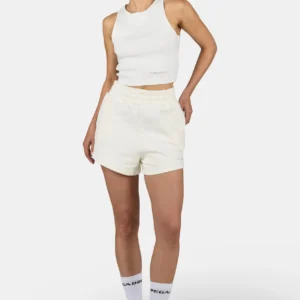 Wiluna High Waisted Sweat Shorts Washed Unbleached White