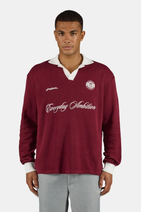 Yemo Regular Longsleeve Knit Trikot Maroon Red