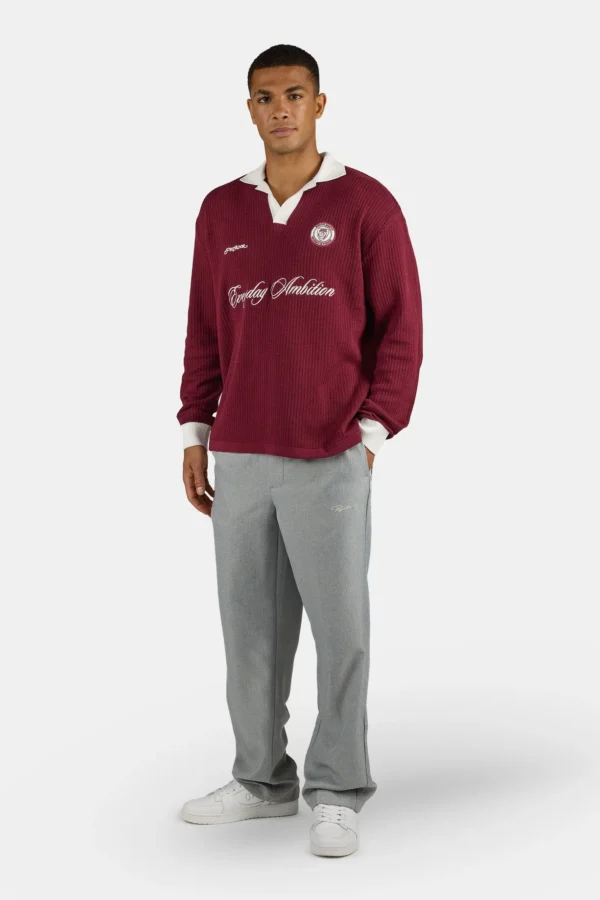 Yemo Regular Longsleeve Knit Trikot Maroon Red