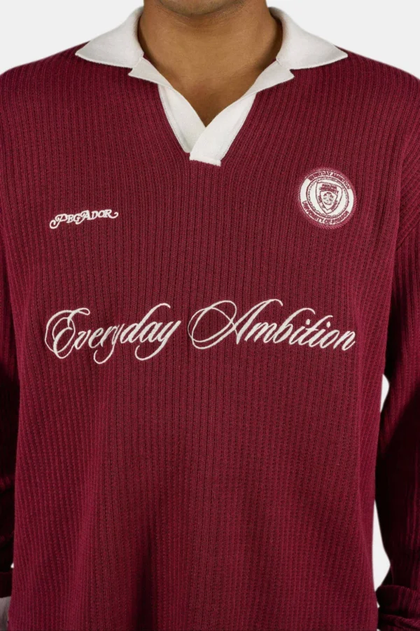 Yemo Regular Longsleeve Knit Trikot Maroon Red
