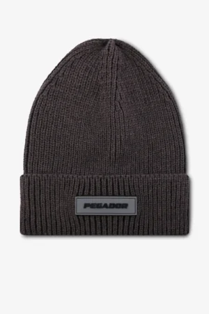 pegador-logo-rubber-heavy-knit-dark-brown-black-beanie