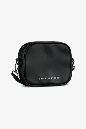 pegador-metal-logo-faux-black-leather-shoulder-strap-bag